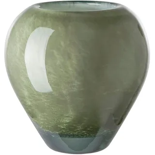 Tischvase FINK "Lesly", grün (hellgrün), H:14cm Ø:14cm, Glas, Vasen, Vase aus Glas, Dekovase, Gefäß für Blumen, Höhe ca. 14 cm