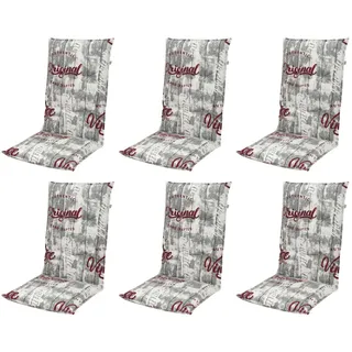 doppler® Hochlehnerauflage 6 er Set 2901 Gartenstuhl Auflagen Kissen Polster für Hochlehner grau, (Spar-Set, 6 St., 6 Auflagen), für Hochlehner-Stühle UV-beständig inkl. Bindebänder und Halteband grau