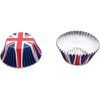 50 Party-Muffinförmchen * ENGLAND * für Länderparty oder Geburtstag von Städter // Muffin Muffins Party Kindergeburtstag Mottoparty Fussball Papier UK Grossbritannien Union Jack blau weiss rot