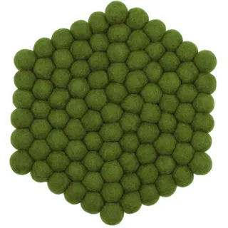 Grült Home Topfuntersetzer - Filz untersetzer für Tassen, Töpfe, Pfannen und Tassen handgefilzt in Nepal (Dunkel Grün, Hexagonal 20 cm)