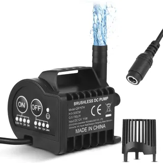 Mini-Wasserpumpe, 12 V, mit 4-Gang-Ein-/Aus-Zeitsteuerung, Beschleunigungs- und Verzoegerungsfunktion, max. Durchfluss 700 l/h, 3,9 m Hub, 2 m DC-B...