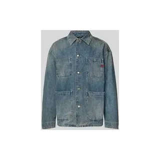 Regular Fit Jeansjacke mit Umlegekragen, Blau, S