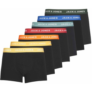 JACK&JONES Herren Boxershorts, 7er Pack - JACVITO SOLID, Trunks, Baumwoll-Stretch, Logo Schwarz/Bunt M