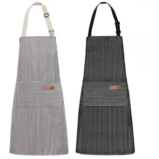 Truyuety Kochschürze 2 Pack kochschürze damen, küchenschürze mit 2 Taschen grau|schwarz