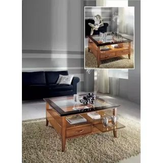 JVmoebel Couchtisch Eleganter Beistelltisch in Braun aus Holz und Glas mit Schublade (Packung, 1-St., 1x nur Couchtisch), Made in Europa braun