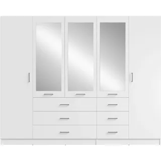DREHTÜRENSCHRANK NEVARIS 250/200,5/58cm 5-türig mit Spiegel Weiß
