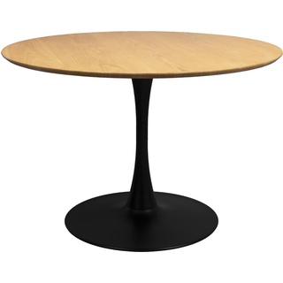 Trendmöbel24 Esstisch Tisch Esstisch RAKU NATURAL furniert Ø 110 cm runde Tischplatte beige|schwarz