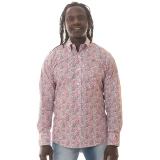 Relco Langarmhemd Herren Paisley weiß rosa M