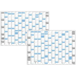LYSCO Wandkalender Classic2 Wandplaner 2025 + 2026 / 2026 DIN A0/A1 - 14 Monate (gerollt), Plakatkalender blau