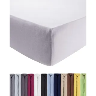 Entspanno Luxus Spannbettlaken 180-200 bis 200-220cm - Aus weichem Premium Jersey - Ideal für Wasser- & Boxspringbetten bis 35cm Höhe - Silbergrau