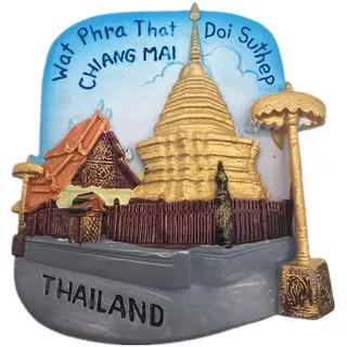 Kühlschrankmagnet Wat Phra That DOI Kham Chiang Mai Harz Harz handgefertigt Handwerk Tourist Reise Stadt Souvenir Sammlung Brief Kühlschrank Aufkleber