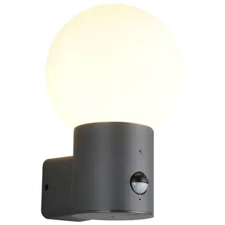 TRIO Leuchten LED Außen-Wandleuchte mit Glaskugel, Höhe 28cm, Bewegungsmelder, LED wechselbar, warmweiß, mit Bewegungssensor Außenlampe im Retro Design Außenlicht für Haustür schwarz