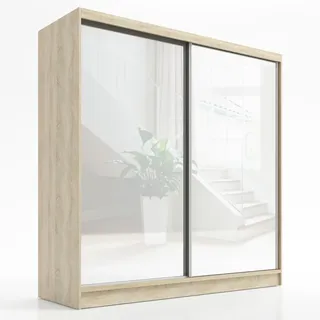 A&J MöbelLand Schwebetürenschrank Ivar 200 x 215 x 59,5 cm Weiß