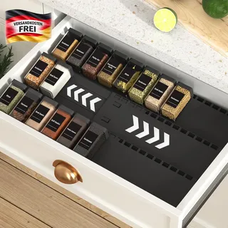Gewürzregal Schubladen Organizer erweiterbar für Küche und Schrank, 2-4 Etagen