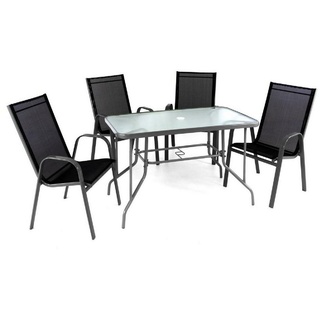 VCM Garten-Essgruppe 5-tlg. Set Gartenmöbel Sitzgruppe Tisch Stuhl, (5-tlg) schwarz