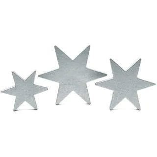 Oblique Unique® Holz Sterne 3er Set Holzdeko Holzstern Dekosterne zum Hinstellen für Weihnachten Weihnachtsdeko Tischdeko aus Echtholz (Silber)