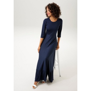 Aniston CASUAL Maxikleid, Rockteil mit Volant aus Plissee, Gr. 38 - N-Gr, marine, , 66631227-38 N-Gr