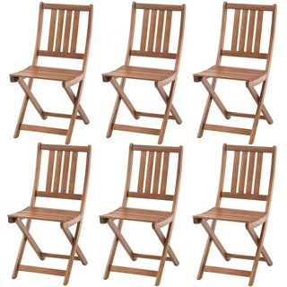 6x Balkonstühle 85cm Gartenstühle Akazie Holz Klappstuhl Holzstühle braun geölt, geschliffen