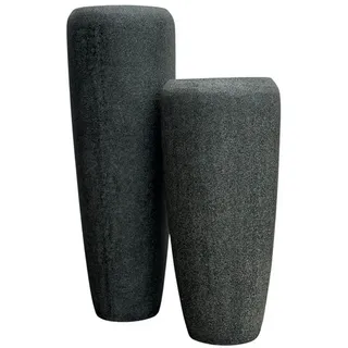 Seyila Home Pflanzkübel Hochwertige Bodenvase/Pflanzkübel Serie Alaya Fiberglas, Hochglanz grau 100 cm