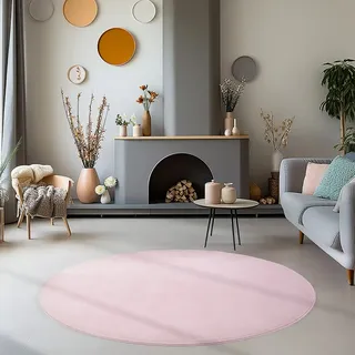 Ayyildiz Sky Kurzflorteppich Ø 200 cm Rosa