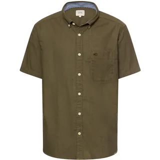 Kurzarmhemd CAMEL ACTIVE, Herren, Gr. XXL, N-Gr, deep olive, Web, Obermaterial: 100% Baumwolle, meliert, normal hüftbedeckend, Rundhals, Hemden, mit Button-Down-Kragen