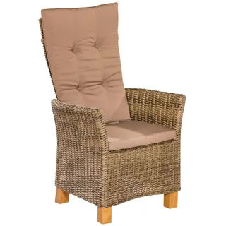 Merxx Toskana Sessel 66 x 61 x 111 cm natur inkl. Auflage 2 Stück