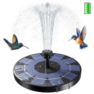 AISITIN Solarbrunnen für Draussen 2,5W, Solar Springbrunnen für Außen Eingebaute 1200 mAh Akku Teichpumpe Solar mit 10 Effekte Schwimmender Fontäne Pumpe mit 4 Stützstangen für Garten/Vogelbad/Teich