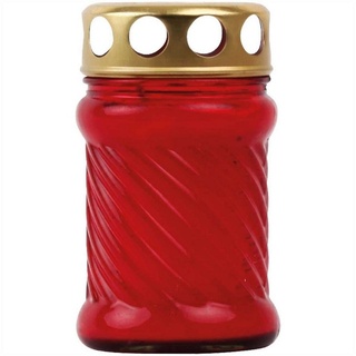 HS Candle Grabkerze (1-tlg), Grableuchte, Glas in Rillenoptik, befüllt rot