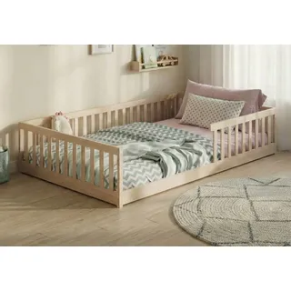 Kids Collective Jugendbett Bodenbett 120 x 200 cm Kiefer naturbelassen beige