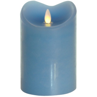 Tronje LED Echtwachskerze mit Timer - 14 cm Kerze Hellblau mit beweglicher Flamme