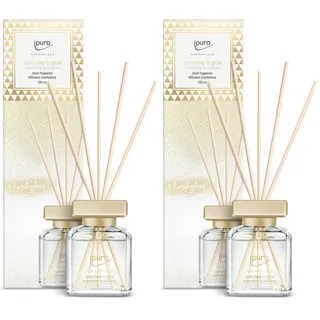 ipuro - Essentials Raumduft TIME TO GLOW 100ml / Raumerfrischer mit exotischem Kaschmirholz & Tonkabohne, orientalisches Blumiges Duft Aroma/Diffuser mit Stäbchen/Lufterfrischer für die Wohnung