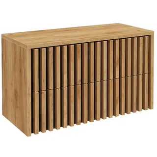 Lomadox Waschbeckenunterschrank 101 x 62,5 x 45,5 cm Braun