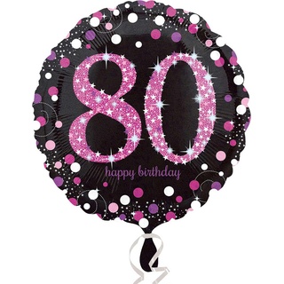 Magni Folienballon Sparkling 80 D43cm pink/schwarz