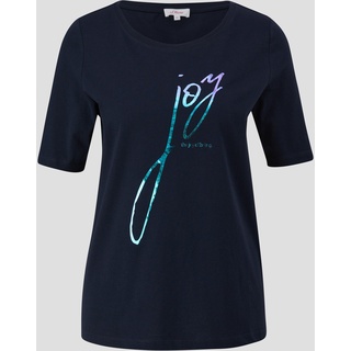 s.Oliver - T-Shirt mit glänzendem Print, Damen, blau, 36