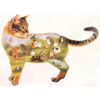 L24 - Konturenpuzzle Katze (Katze) Riesiger Puzzle-Spaß für kleine und große Katzen-Fans. 750 TLG. Fertiggestellt ca. 80x60 cm.