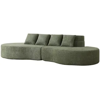 Wishdor 4-Sitzer, Grün, Textil, Formgebogen, 310x65x110 cm, Wohnzimmer, Sofas & Couches, Sofas