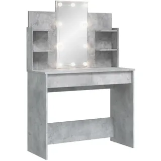 vidaXL Schminktisch mit LED-Leuchten Betongrau 96x40x142 cm