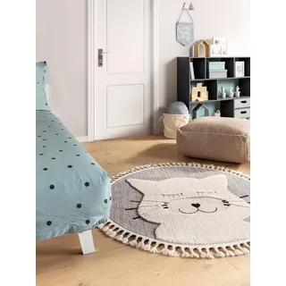 benuta Kinderteppich Momo, rund, Höhe: 11 mm, Kunstfaser, Berber, Ethno-Style, Wohnzimmer grau