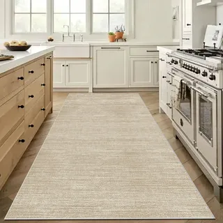 Taxestmy Teppich Läufer Flur 40 x 160 cm Beige Waschbarer Carpet Weich rutschfest Lang Teppiche Küchenteppich Schlafzimmer Bettvorleger Büro für Wohnzimmer, Küche, Diele, Eingang, Balkon