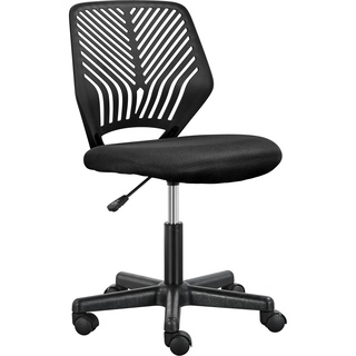 Yaheetech Bürostuhl Schreibtischstuhl ohne Armlehnen Drehstuhl mit Rücklehne Arbeitsstuhl höhenverstellbar 136 kg belastbar Schwarz