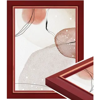 WANDStyle Bilderrahmen 15x20 Rot, Landhaus Bilderrahmen Holz 15x20 cm | Hochwertiger Holzbilderrahmen, Posterrahmen aufstellbar, Rahmen 20x15 cm, Fotorahmen H340 - Made in Germany