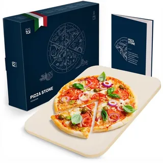 Blumtal Pizzastein für Backofen 38x30 cm - Pizzastein Grill aus Cordierit-Stein bis 900 C° - Pizzastein eckig - Pizza Stein für den Grill - Pizzastein Gasgrill - Pizza Stone - massiver Backstein Brot