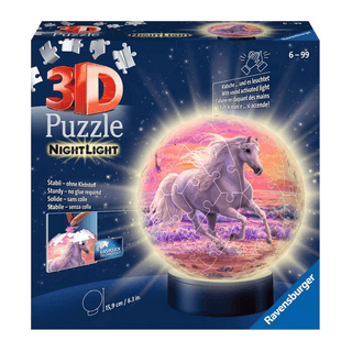 Pferde am Strand, Nachtlicht Puzzleball  — Ravensburger 3D Puzzle, 72 Teile
