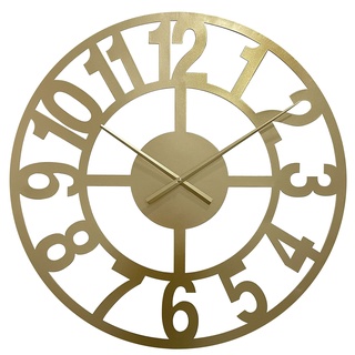 LW Collection Wanduhr Jannah Gold 60cm - Große industrielle Wanduhr Metall - Moderne Wanduhr - Leises Uhrwerk - Stille Uhr