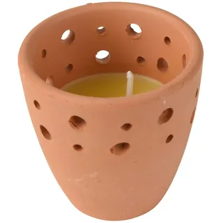 Decoris Citronella Kerze 6,5cm Terrakotta Topf Outdoor Duftkerzen Garten Balkon Draußen gegen Mücken Insekten Mückenkerzen Mückenschutz