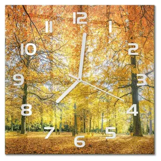 Glas Wanduhr 30x30 cm - Wanduhr - lautlose Wanduhr - ohne Ticken - geräuschloses Uhrwerk - schleichende Zeiger - moderne Uhr - Design Uhr - Wohnzi... - Orange