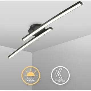 B.K.Licht Deckenleuchte, 57,5x12 cm - 12W, 1300lm, LED warmweiß, schwarz