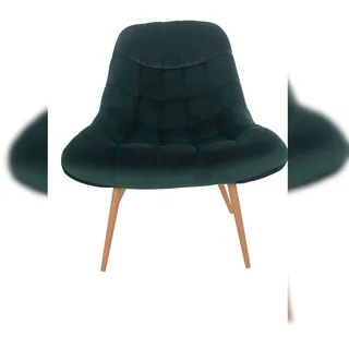 SalesFever Loungesessel mit XXL-Sitzfläche | Bezug Stoff in Samt-Optik | Gestell Metall in Holzoptik | üppige Steppung | B 76 x T 87 x H 86cm | grün