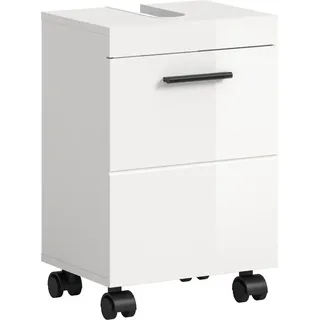 welltime Waschbeckenunterschrank AVON, Breite 40 cm, 1 Tür, 1 Einlegboden, 2 Fächer (mit Siphonausschnitt 22x8 cm, Rückwand mit Ausschitt) Badmöbel, Badschrank, Unterschrank, Waschtisch, Kommode, Bad weiß