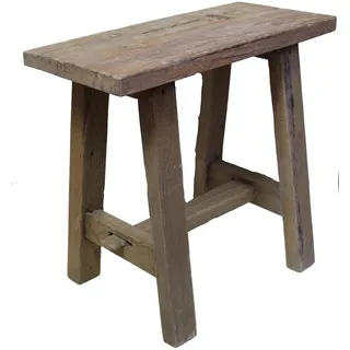 Antik 2000 Hocker Kleine Bank aus Teak-Holz Holzhocker Blumenbank Blumenhocker Rustikal
